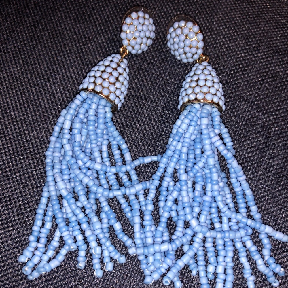 Baublebar Light Blue +Gold Beaded Tassel Earrings